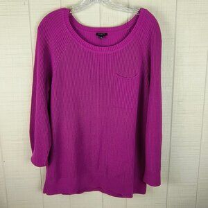 NWT Talbots Pima Cotton Sweater Magenta Pocket Detail Plus 1X